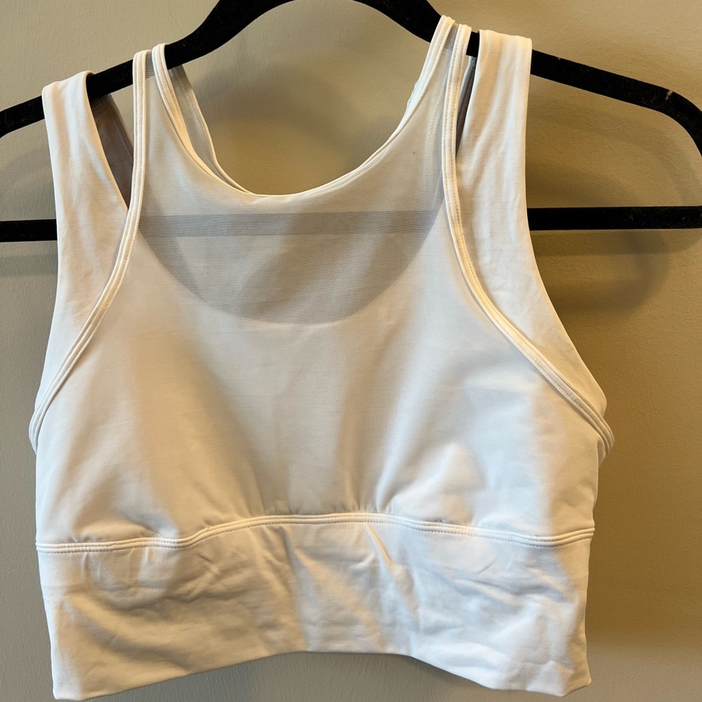 Lululemon White High Neck mesh Women's Sports Bra Size 8